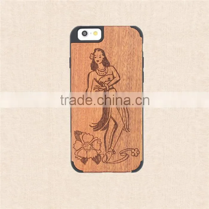 Universal PC and Wood Phone Case with press key Custom Design case for Iphone 6/6 plus