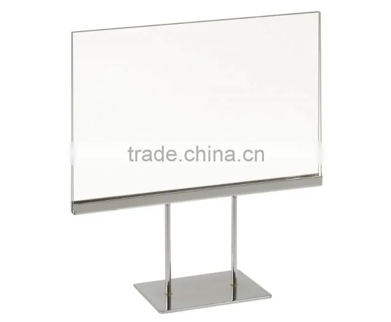 180H x 280W Counter Twin Stem Metal Acrylic Sign Holder | Chrome Base