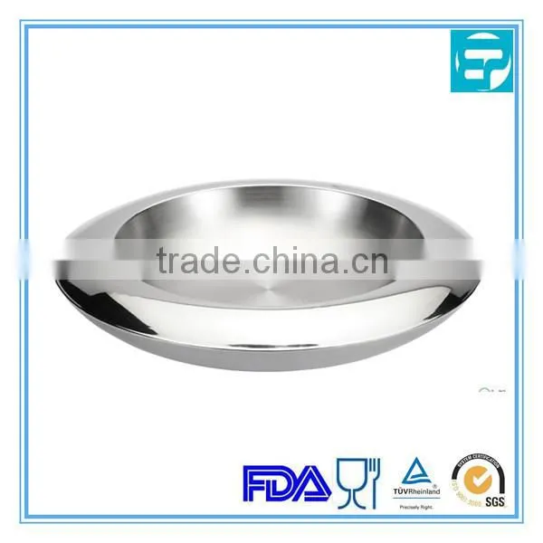 Flat Stainless Steel food serving bowls