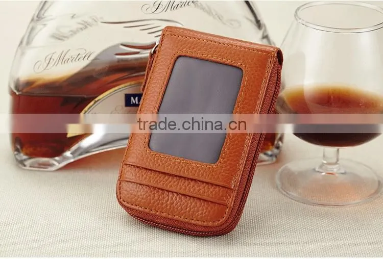 Guangzhou factory wholesale many slot card holder with leather material