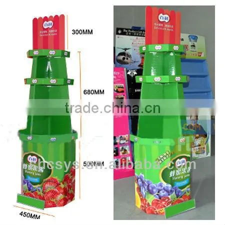 AEP 2013 new style heavy duty floor paper display stand for beverage promotion