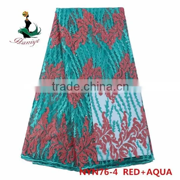 2016 wholesale embroidery tulle lace fabric nigerian french net lace for wedding dreeses /NYN76