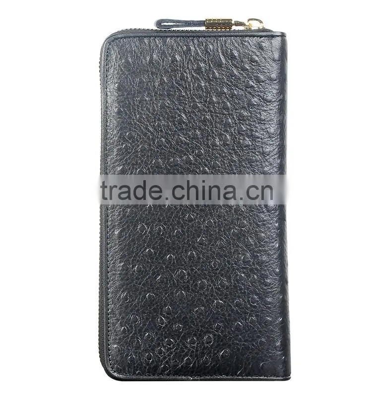 QIALINO Wholesale Zip Wallet Luxury Ostrich Leather card wallet handbag