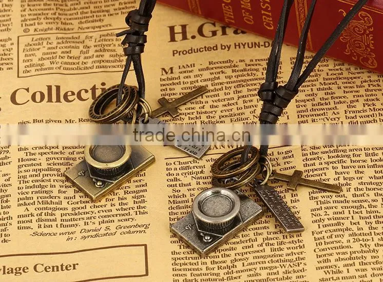N0014 wholesale Scissors leather necklace fashionable design latest necklace
