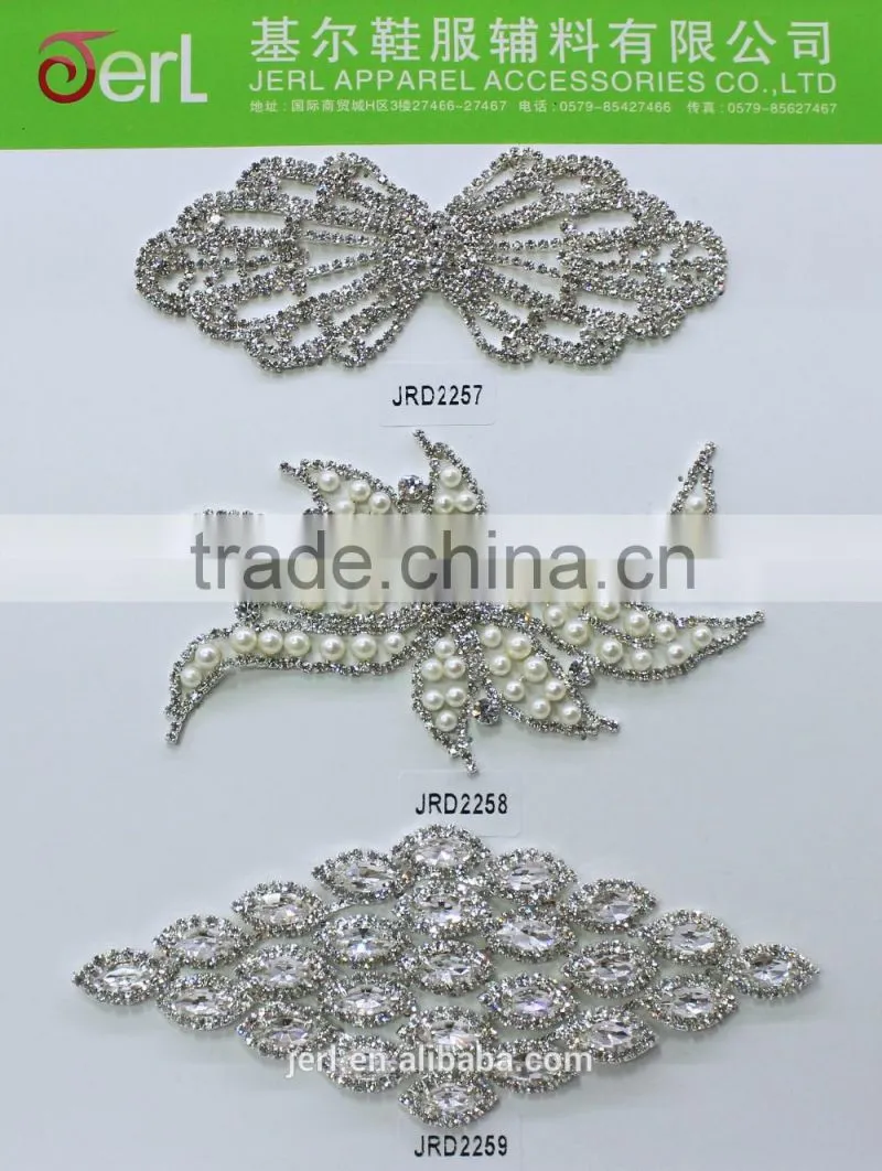 Wholesale High Style Elegant Design Bridal Applique Crystal Embellishments Rhinestone Appliques