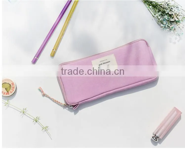 custom wholesale funny korea style polyester material cheap fancy pencil box