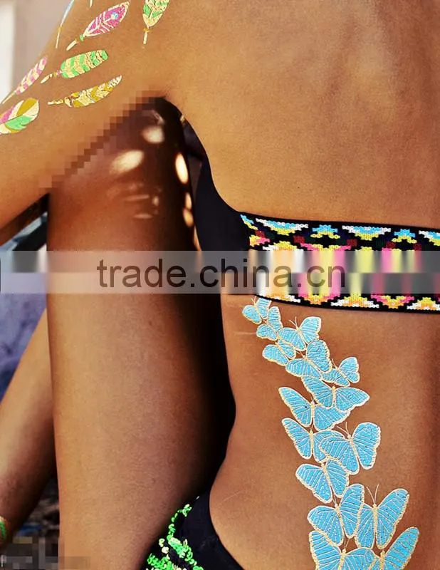 non-toxic temporary metallic fashion water transfer sticker body tattoo