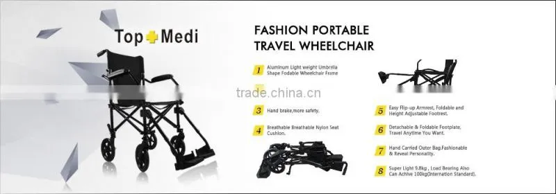 folding ultralight weight transport multifuctional aluminium wheelchair