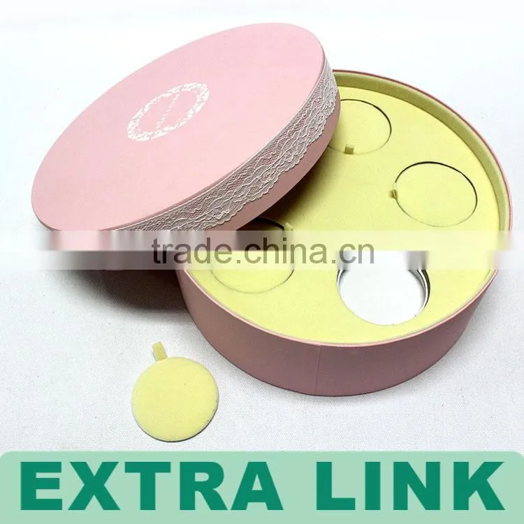Luxury pink color kawayi cute round perfume display package with velvet insert