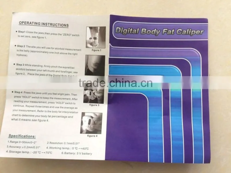 Digital High Quality Display LCD Body Fat Caliper Skin Fold Analyzer