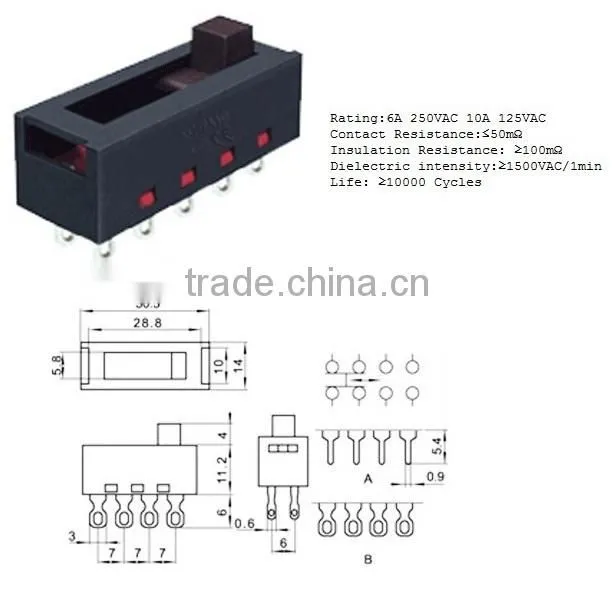 10A power slide switch