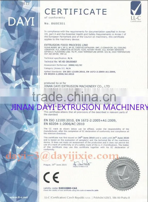 Pasta Making Machine Food Pellet 3d snacks processing line Stainless Steel full Automatic 2D 3D CE Jinan DaYi Machinery