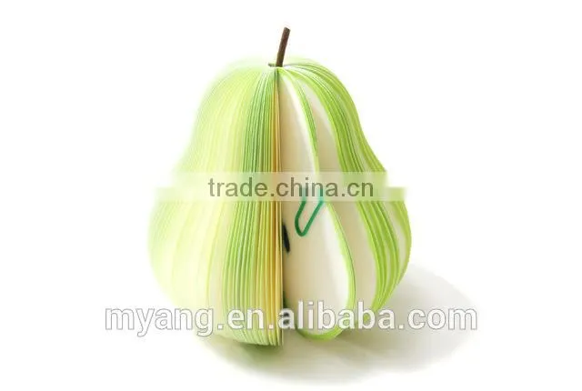 Promotional 3D fruit apple, pear watermelon shaped wholesale note paper fruit memo pad