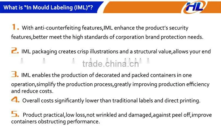 disposable plastic iml plastic container