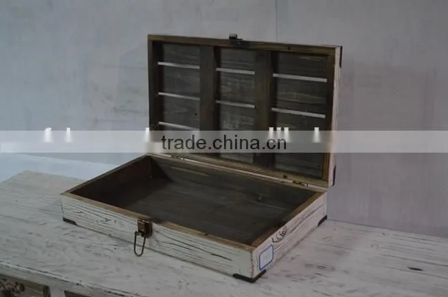antique washed white solid wooden strip boxes, wooden crate