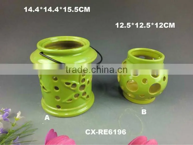 ceramic Decor Lantern porcelain reactive glazed bisque dolomite