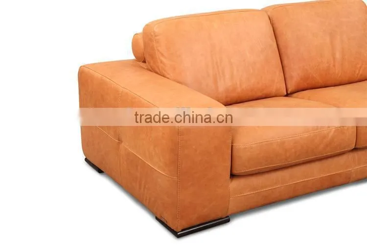 modern luxury full grain leather living room sofa set