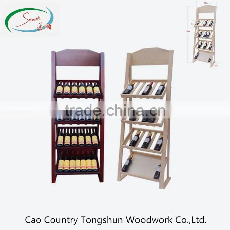 Good quality wholesale four floor wooden wine rack for sale