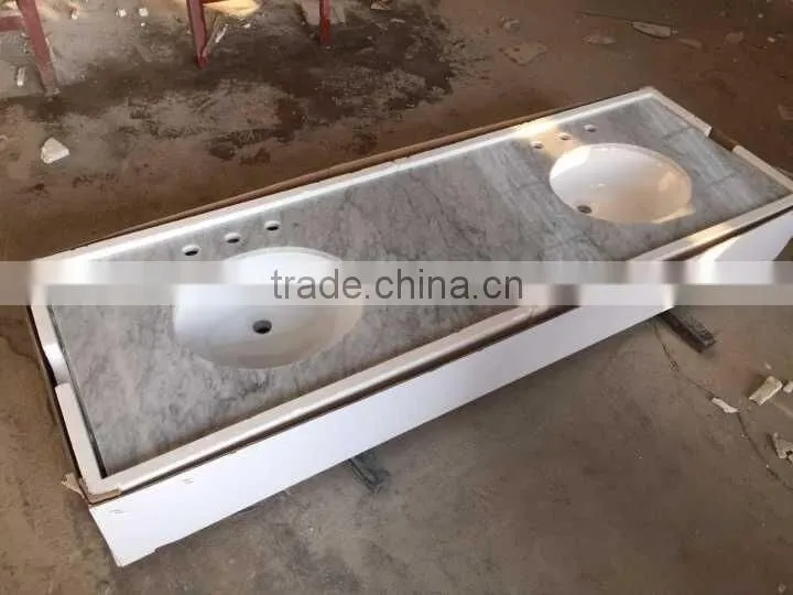 Double Square Sink Carrara White Bathroom Vanity