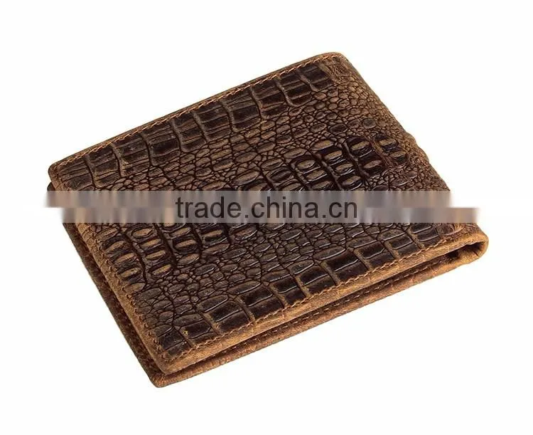 Crocodile Pattern Crazy Horse genuine leather wallet