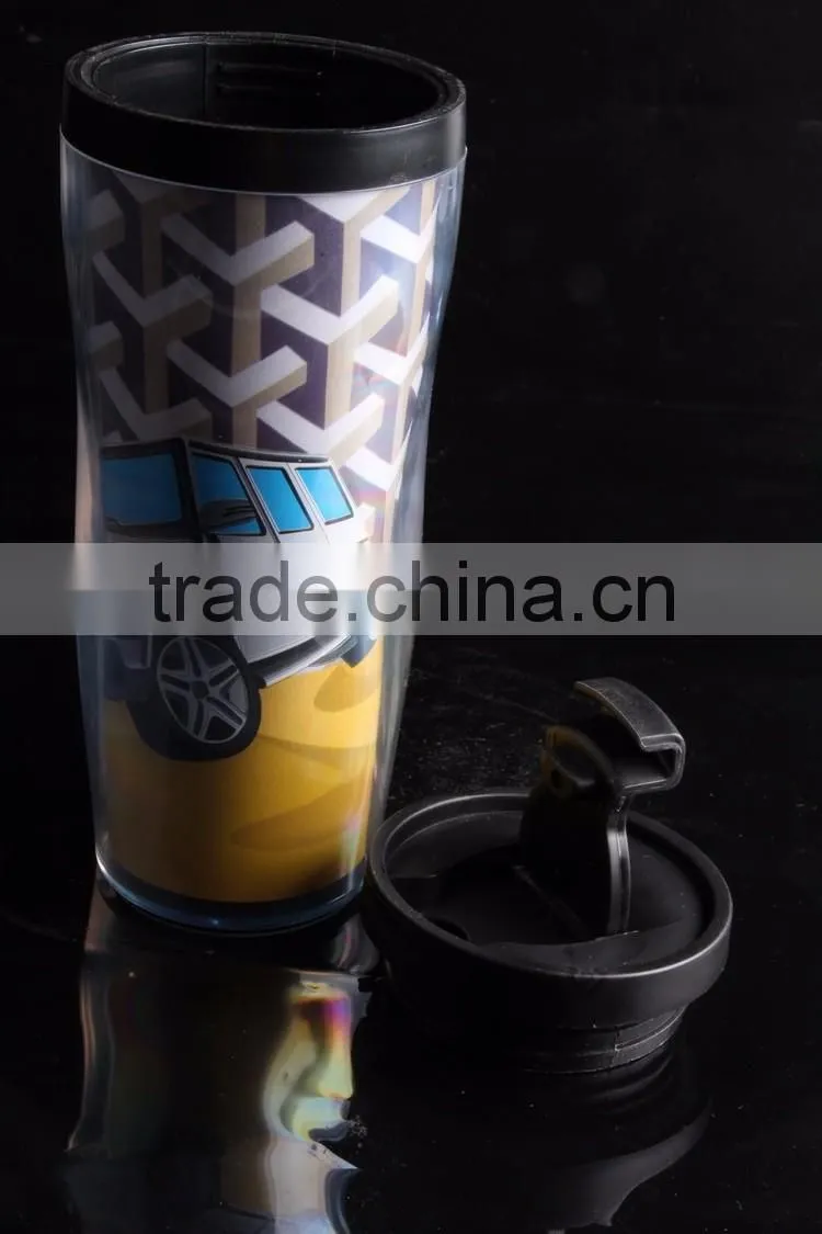 Plastic Double wall travel custom coffee mug