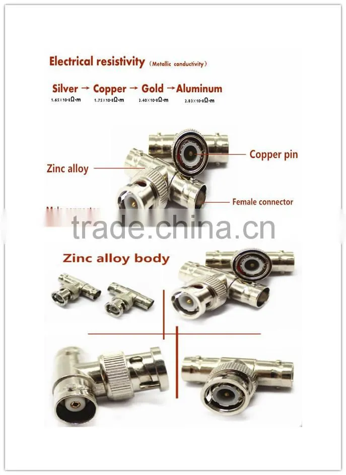 CCTV camera rg58/ rg59/ rg60 solderless coaxial bnc female connector