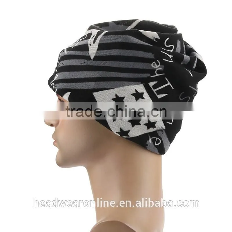 Printed Plush Winter Skull Beanie Hat For Man