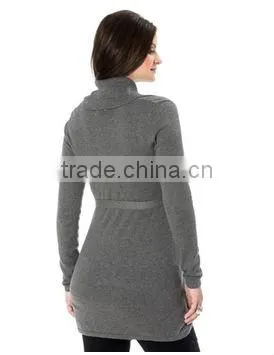 Wholesale Warm Cowl Neck Long Sleeve Sash Belt Maternity Sweater