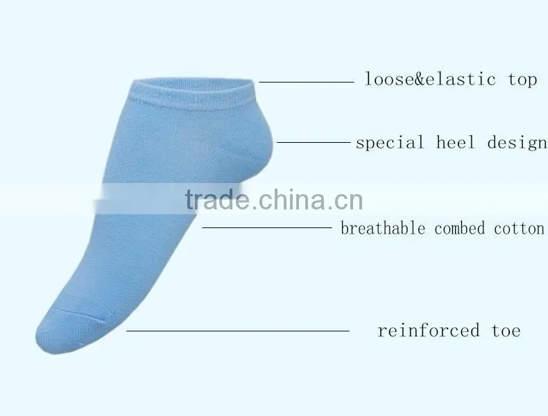 lady ankle 100% cotton solid color sport socks