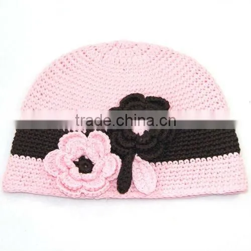 NEW FASHION CROCHET BABY HAT WITH FLOWERS