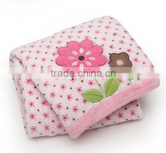 Trade assurance applique velour throw custom baby swaddle knitted soft cotton blanket