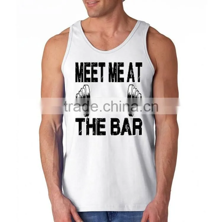 Custom Fashion Design Printed Wholesale Mens 100% Cotton Gym Tank Top
