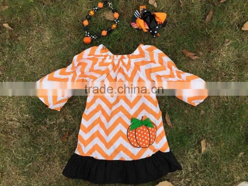 girls pumpkin dress kids boutique dress chervon girls halloween dress set toddler halloween dress set cheap Children Set dresses