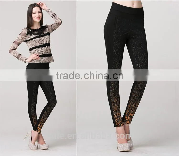 black body fitted jeans high waisted pants women with shinny decoration