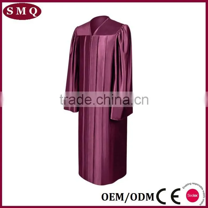 Wholesale factory supplier plain shiny fabric graduation gown