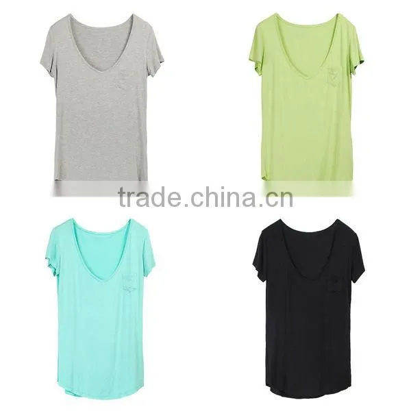 OEM Private Label Cotton Deep V Neck T Shirts For Women