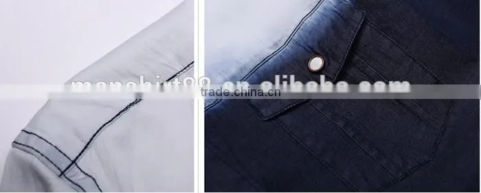 New arrival 2016 men shadow color slim fit denim casual shirt