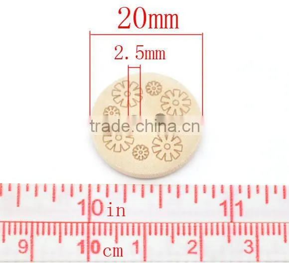60 Mixed Nature Color 2 Holes Wood Sewing Buttons 20mm