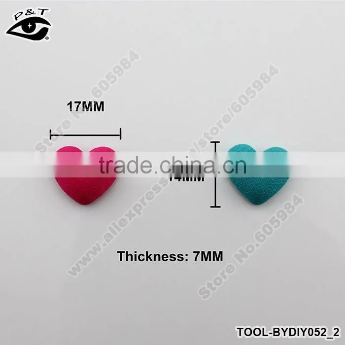 17x14mm Flatback fabric button heart shaped button for clothing hair accessories craft bags shoes