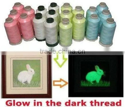 New Large Glow in the dark Machine Embroidery Thread Luminous Thread 2500 Yards * 9 , Free Shipping