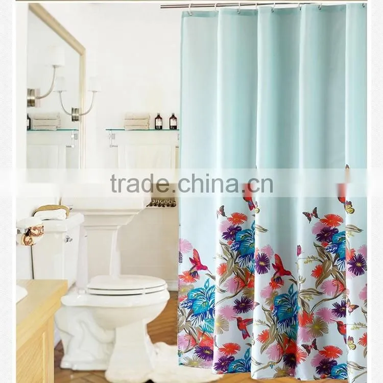 Creative Home Ideas Shower Curtain with 12 Color Coordinated Metal Roller Ring polyester bathroom shower curtain