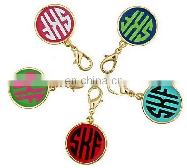 Enamel Disc Keychain for Monogram Antique Silver with Rhodium Disc Keychain