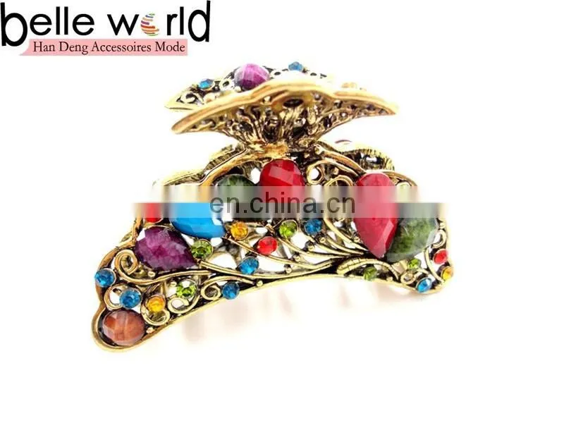 Europen Retro Metal Rhinestone Jewel Hair Claw Clip