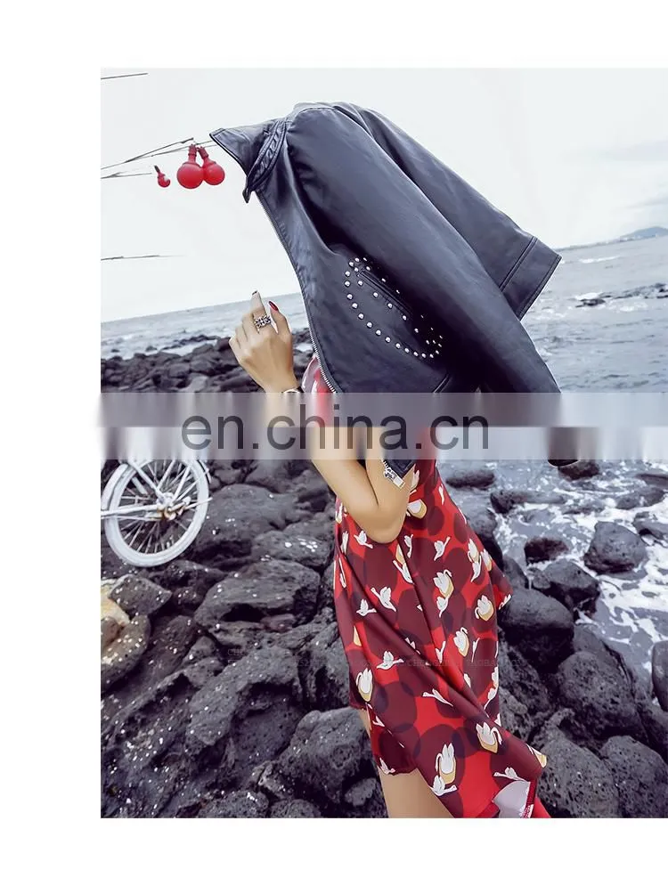Fashion Real Curly Hip Hop Style Sheep Skin Leather Overcoat Women