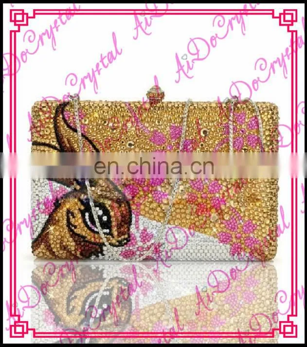 Aidocrystal 2016 new arrival leaf patterns crystal beaded clutches handmade evening bag ladies party bags