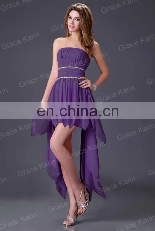 2015 Grace karin 2 Colors short front and long back Off shoulder cocktail dresses CL4094-1#