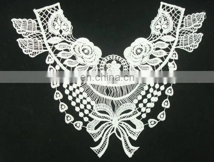 2017 latest custom embroidery neck design lace collar for wedding dresses
