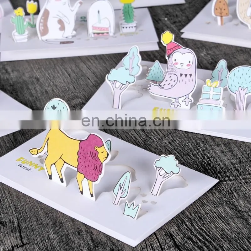 cartoon lion greeting cards with envelopes Thankgiving 3d greeting card for kids