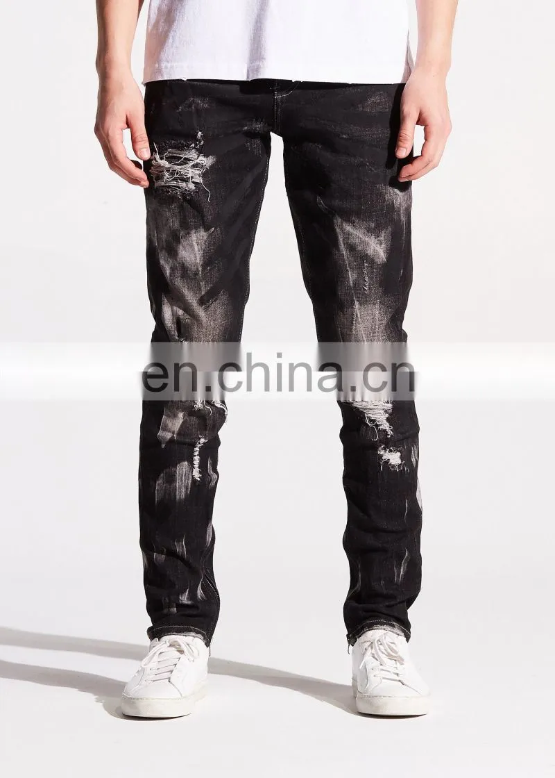 DiZNEW Skinny Jeans Ripped Destroyed Jeans Men Heavy Denim