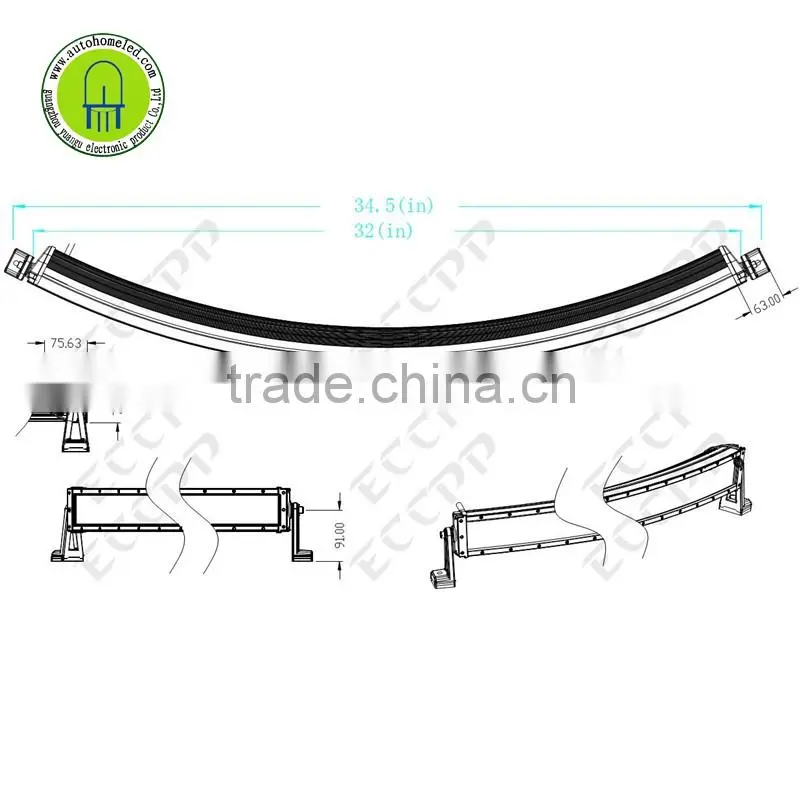 LED 50inch Curved Work Light Bar 288W CREE LED